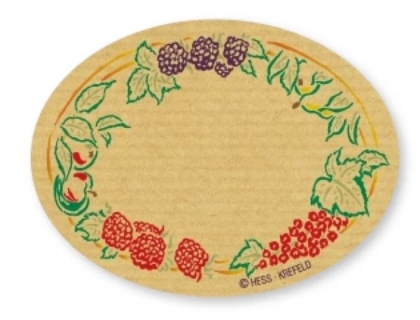 Etiketten natur gross, 58x77 mm Früchte